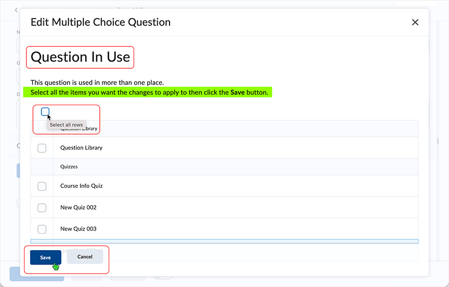 Brightspace screenshot 20.22.12 - if the question is used in multiple areas, user can choose where the changes are to be saved