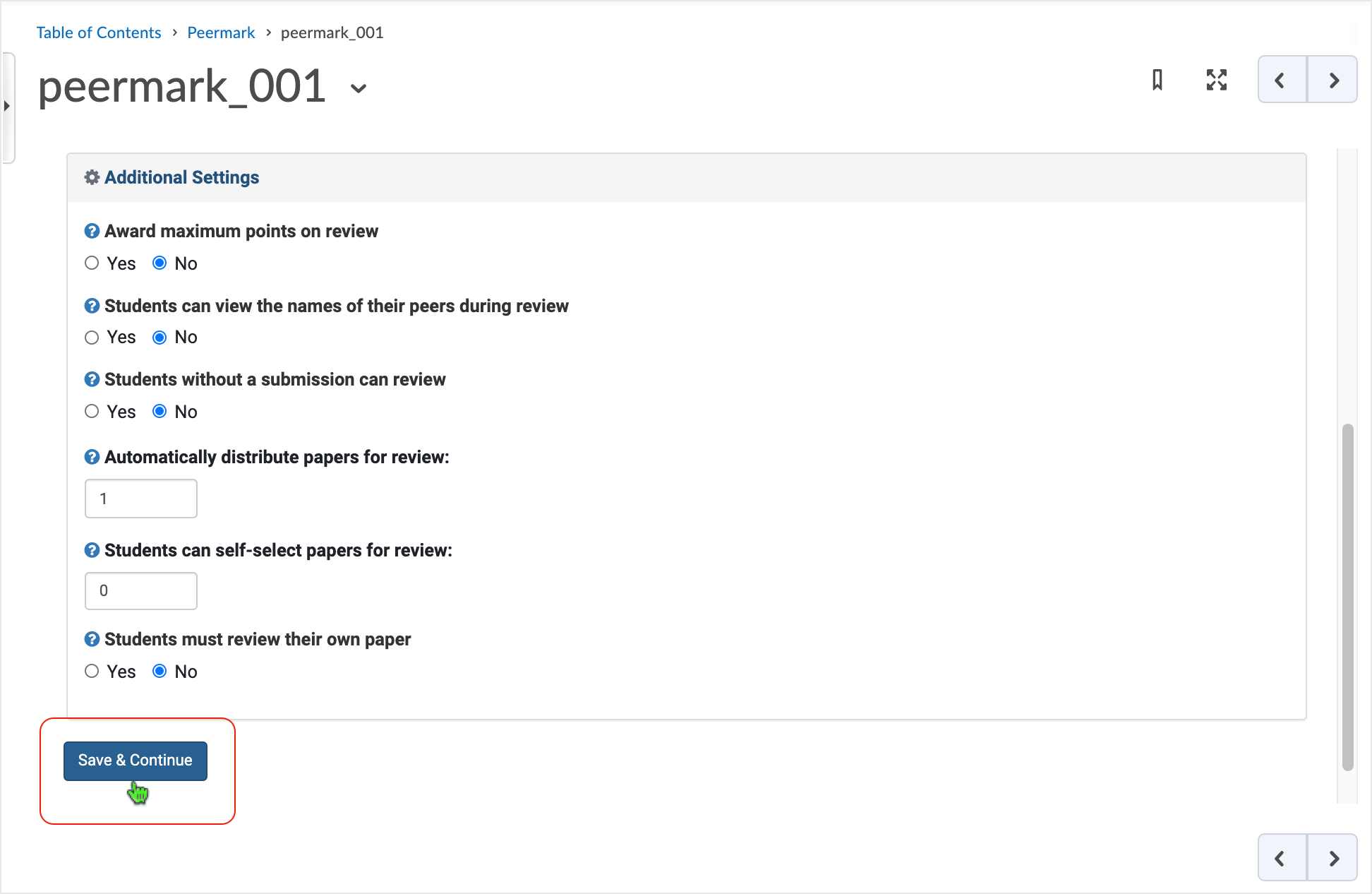 Brightspace screenshot - CD 20_20_12 showing Additional Settings page