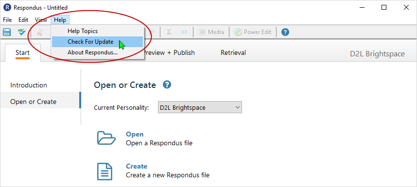 Respondus 4.0.8.01 Screenshot: check for updates