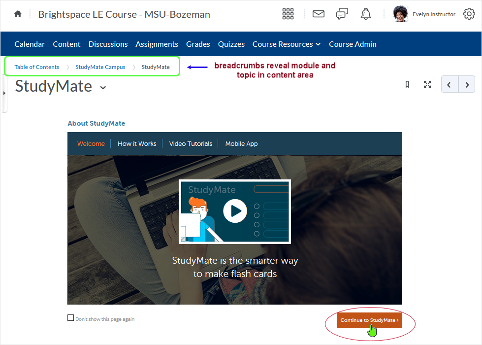 D2L CD 20.19.9 screenshot - displays the "About StudyMate" page. 