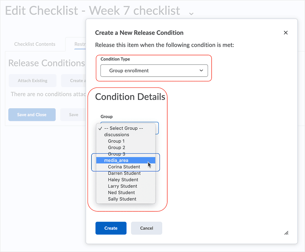 Brightspace screenshot - CD 20_21_01 - select the "Condition Details"