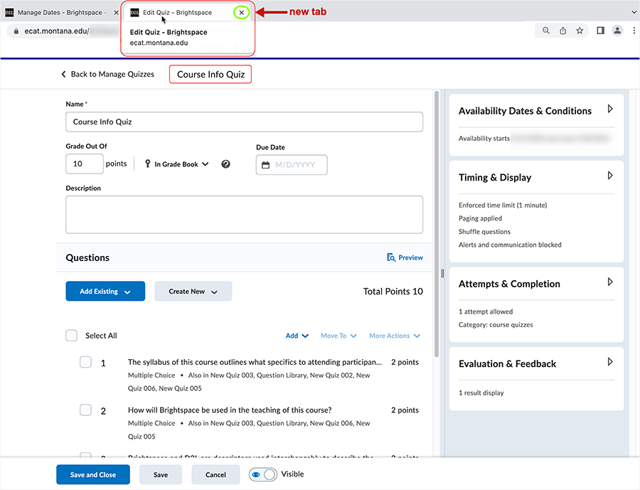 Brightspace screenshot - 20_23_03 - display of the quiz edit page in a new tab