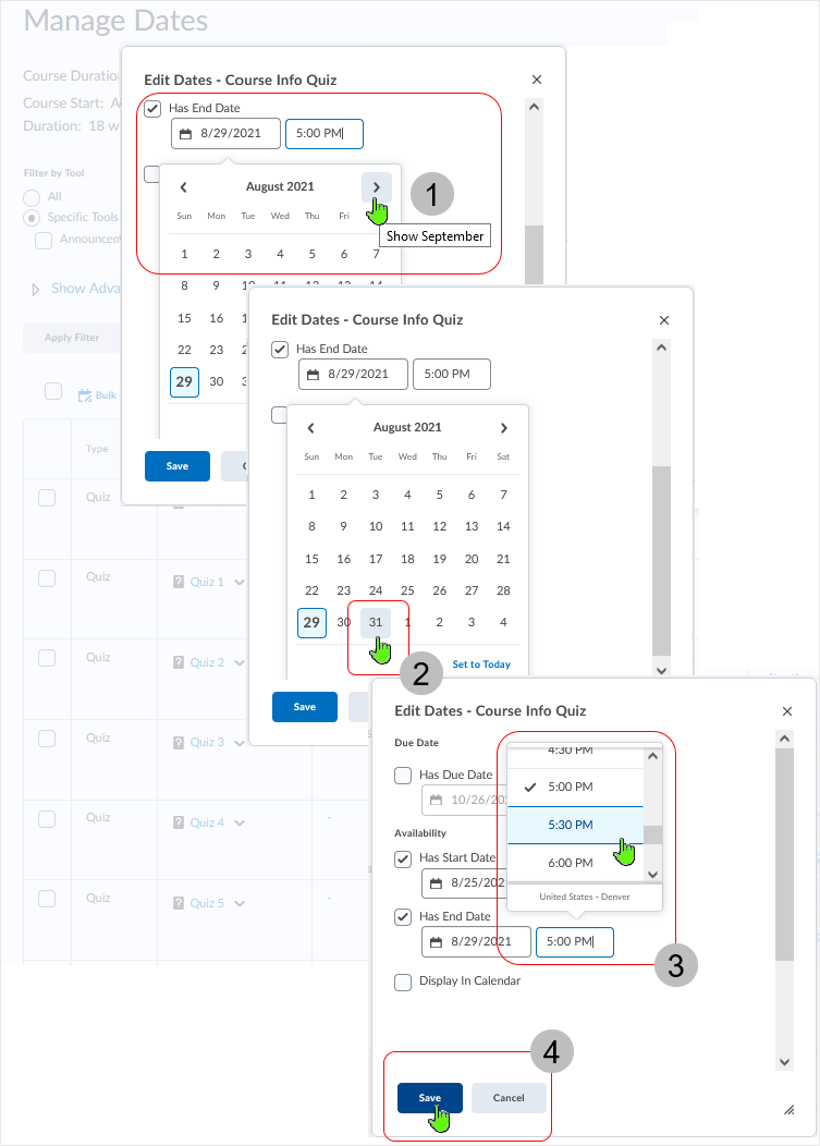 Brightspace screenshot - 20_21_09 - shows mprogression of adjusting dates and times in the area