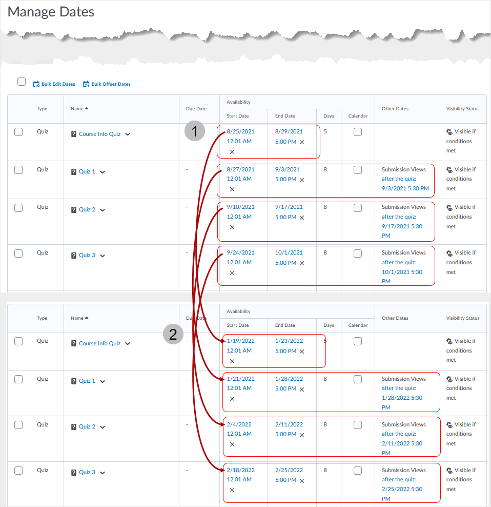 Brightspace screenshot - 20_21_11 - results from using the "Dates will be offset forward by 142 days" method