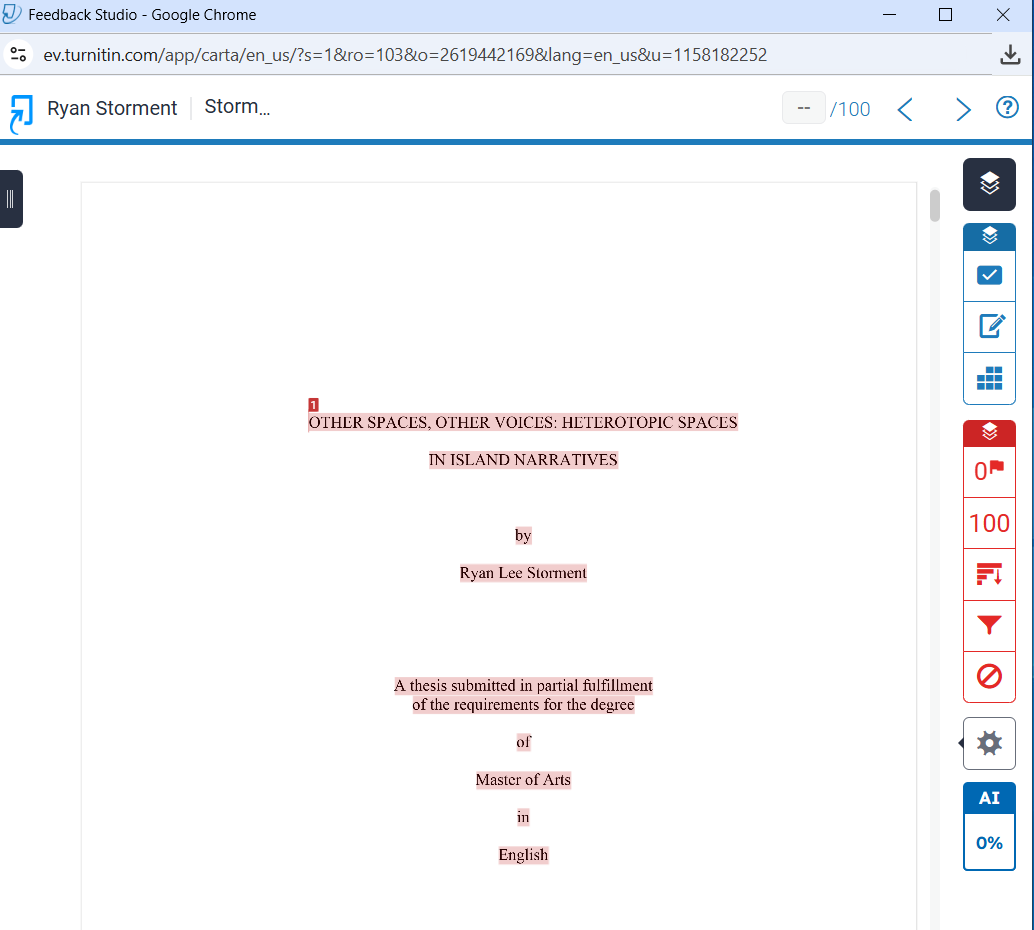 Peermark paper on display with menu options for teachers on the right side of the