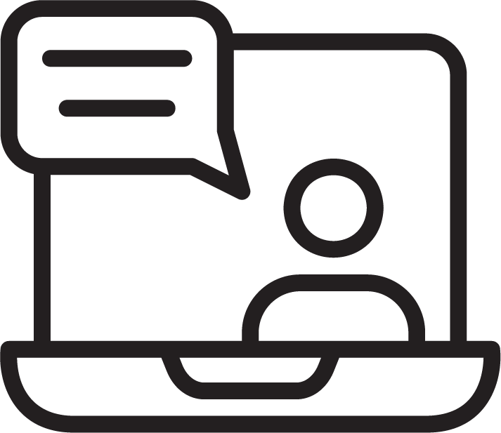 computer screen displaying a person talking