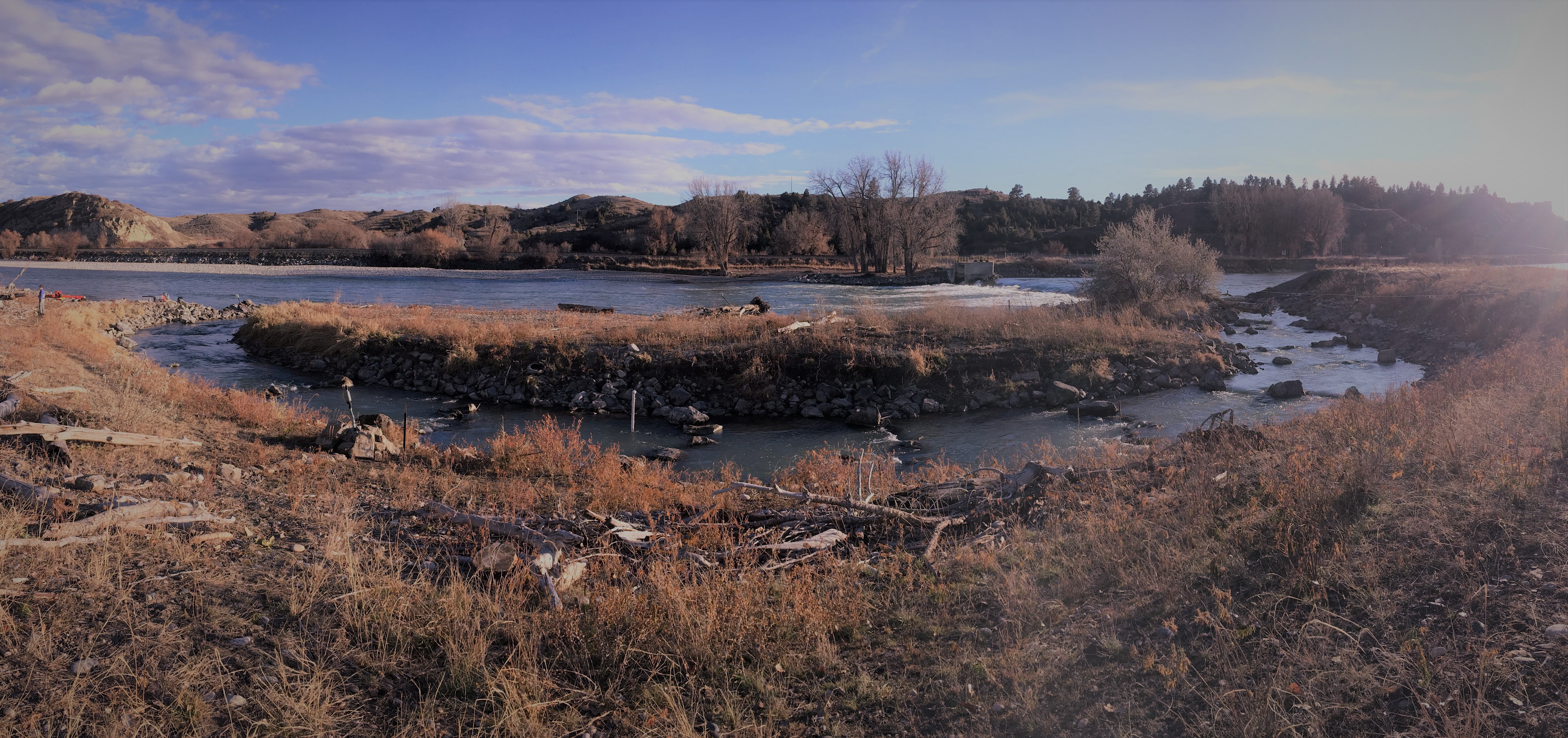 Huntley Diversion Dam with Fish Bypass