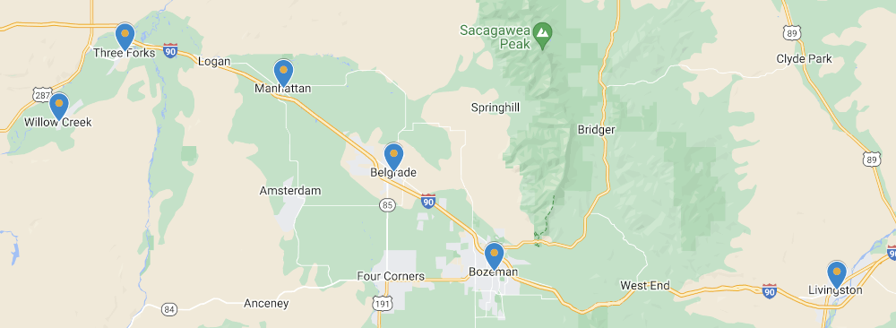 Stakeholders Map with indicators at Willow Creek, Three Forks, Manhattan, Belgrade, Bozeman, and Livingston