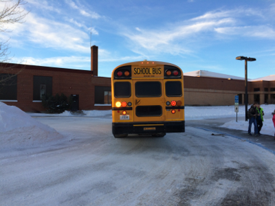 School bus arriving at school