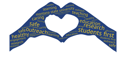 Hands Heart Word Cloud students first research outreach education healthy safe teaching caring learing montans state university outreach engagement
