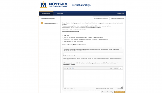 Montana State University. Cat Scholarships.