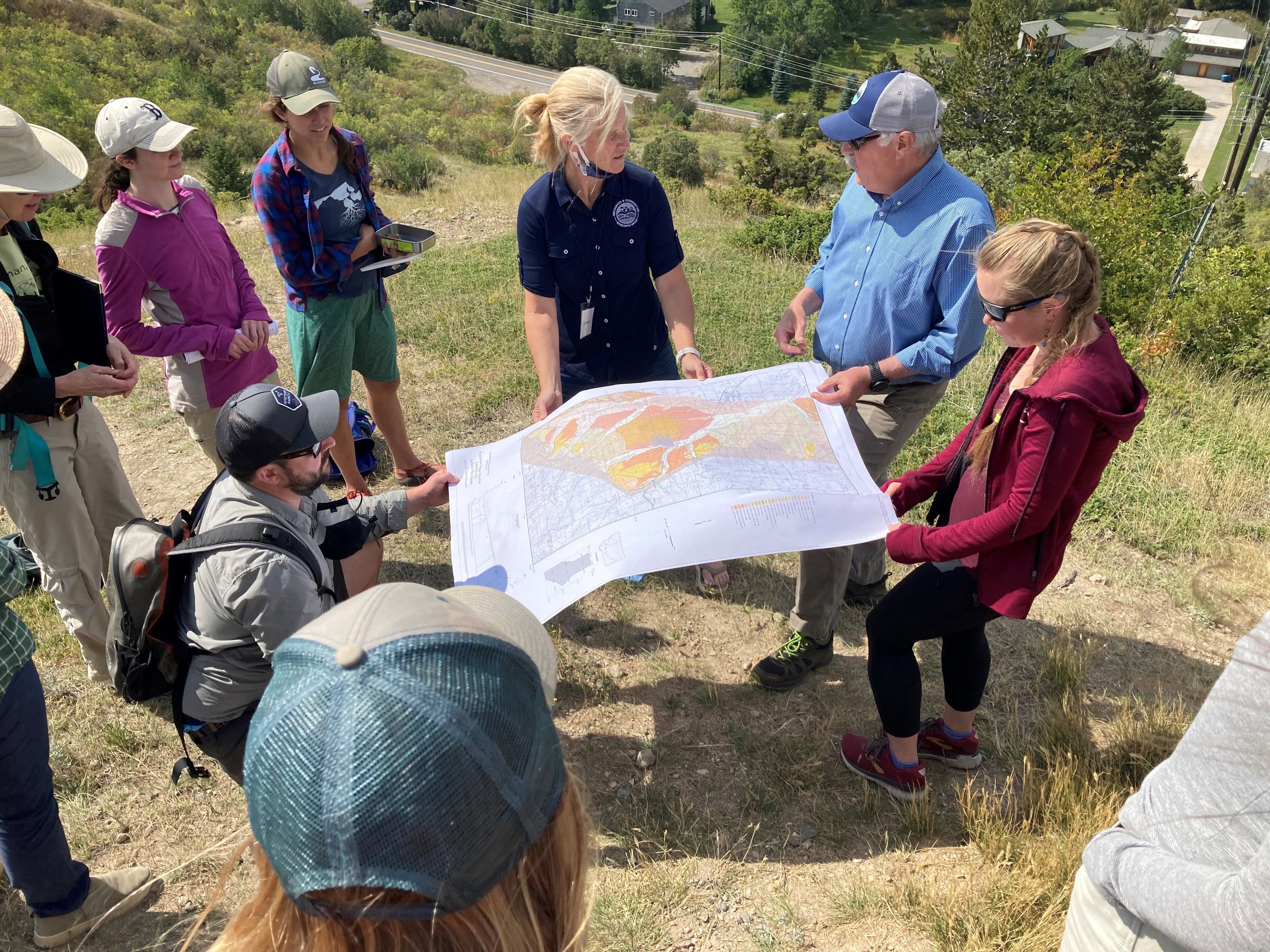 Looking at map on Peets hill