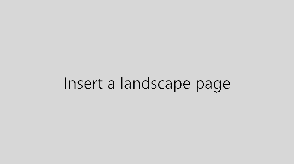 Insert landscape page