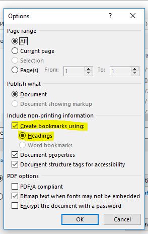 Saving a PDF with bookmarks