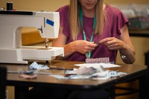 women with sewing machine