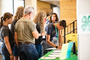 group at the registration table