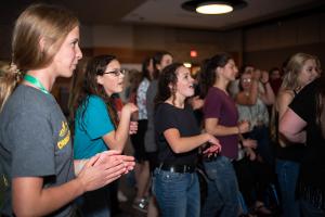 group of teens dancing