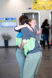 girls hugging