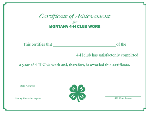image of the certificate of Achieviement certifiacte in green 