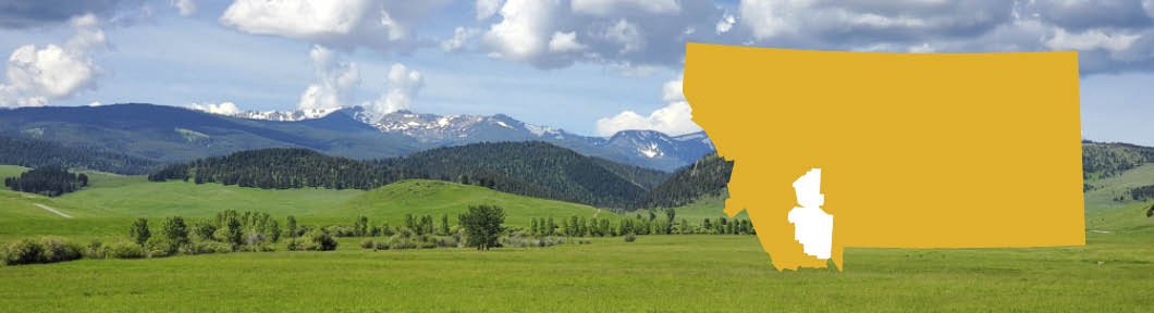 mountain scene with green field in foreground