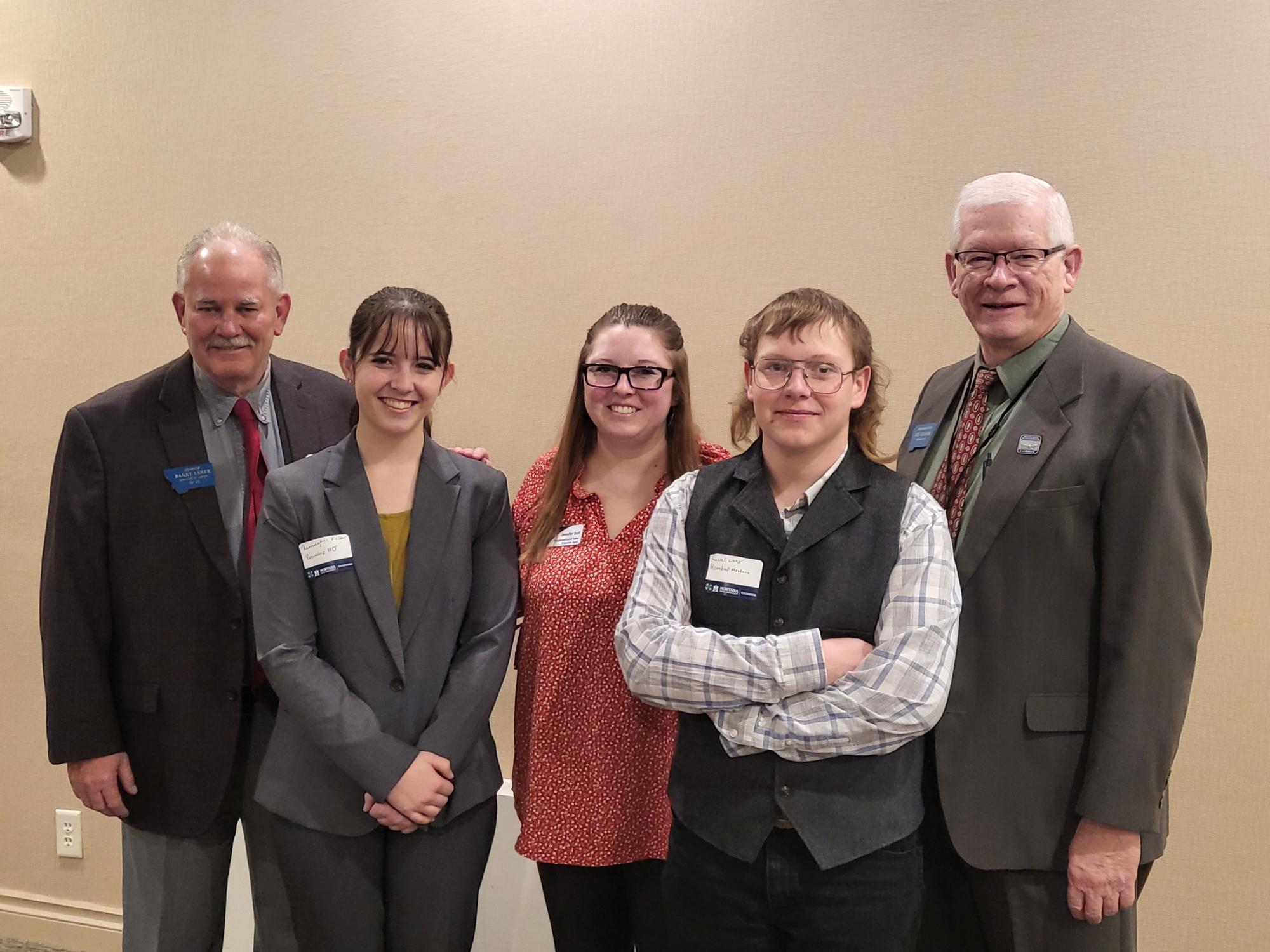 Pictured left to right: Senator Barry Usher, Remington Hiester, Jennifer Solf, Russell Lang, and Representative Greg Oblander