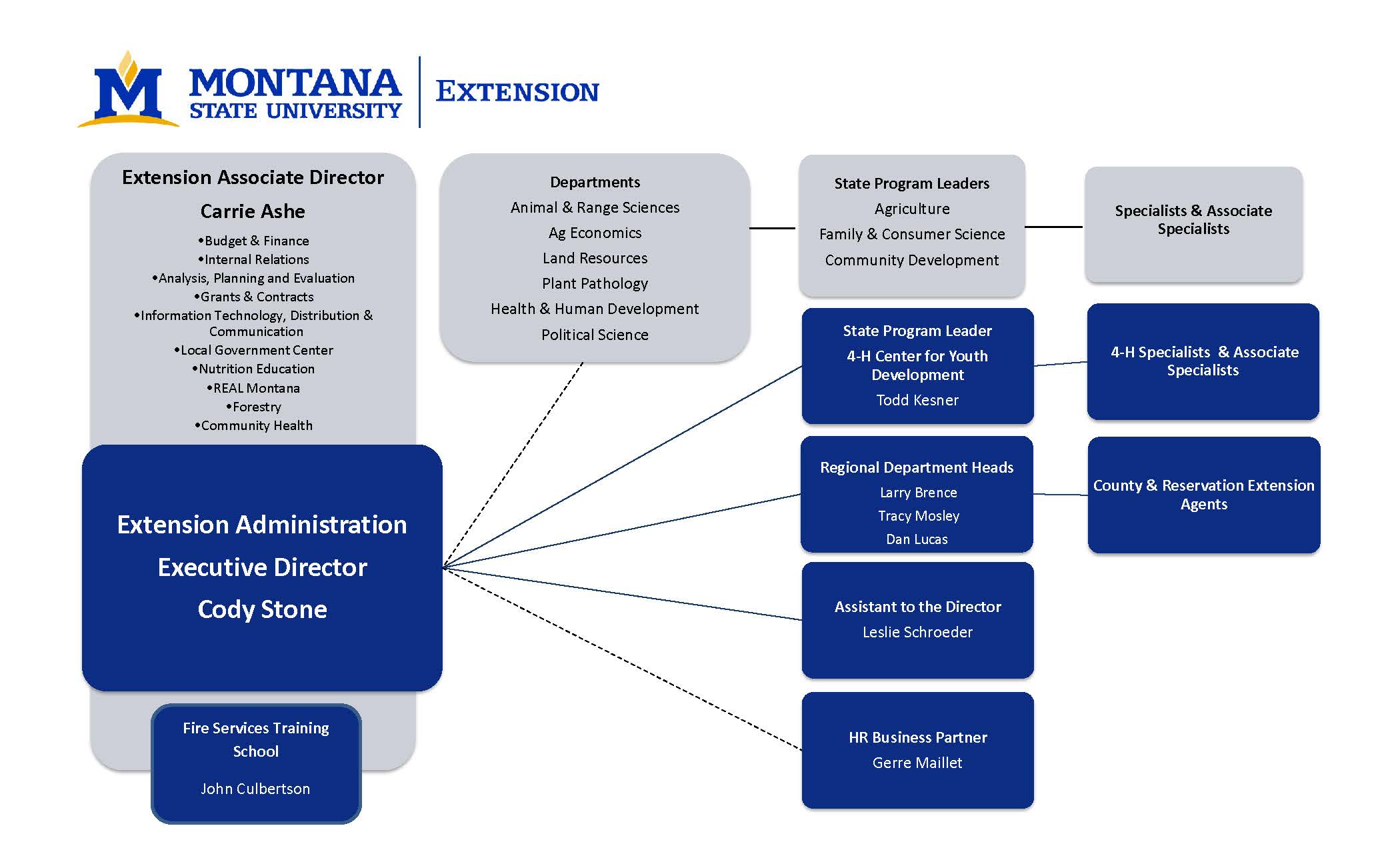 This image describes the administratve organizational structure of MSU Extension. 