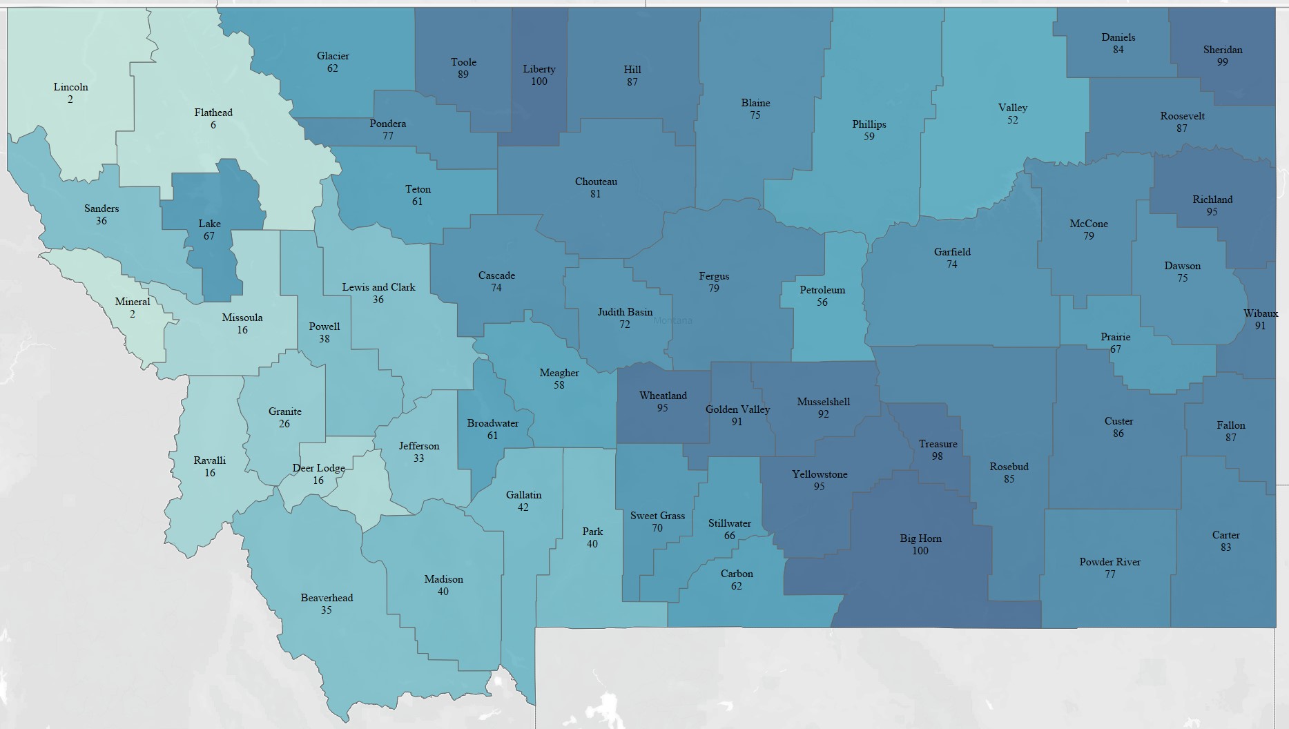 Map 1:  Percentage of Land in Farms and Ranchers