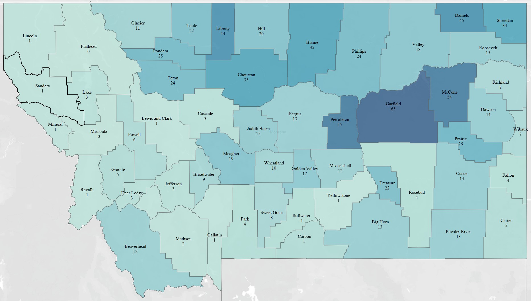 Map 3:  Agricultural Share of the Taxable Value of All Property