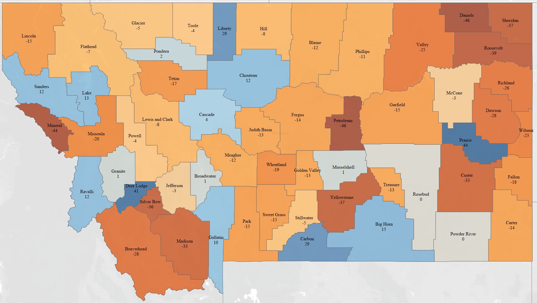 Map 6:  Percentage Change in Average Farm Size by Sales from 2012 to 2017