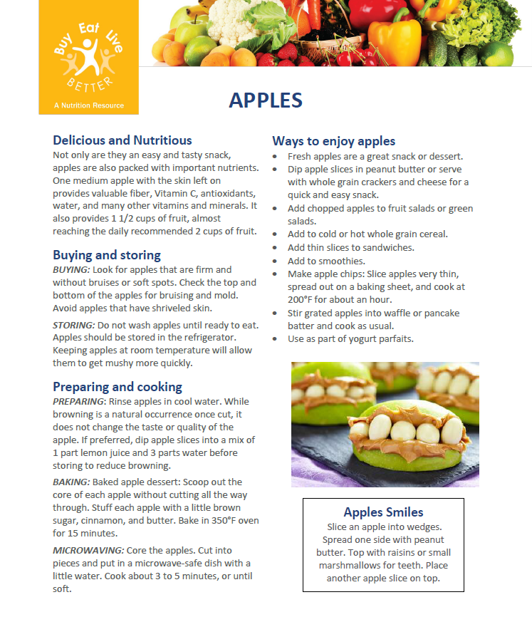 Snapshot of printable apples factsheet PDF