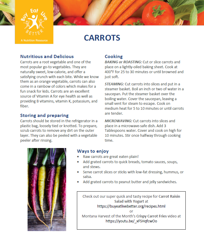 A snapshot of the Carrots printable PDF.