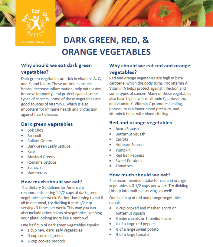 Dark Green Red and Orange Vegetables Montana State University