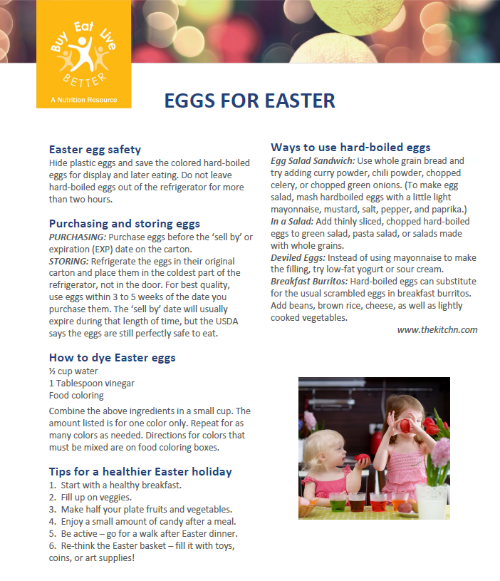 A snapshot of the Eggs for Easter factsheet printable PDF
