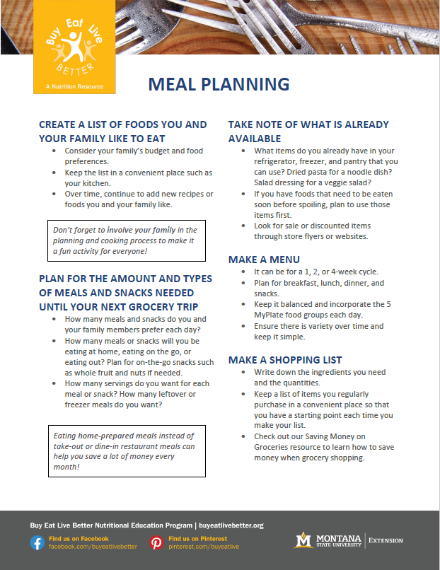 A snapshot of the meal planning printable pdf