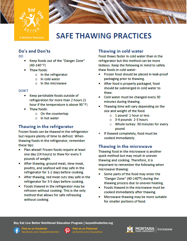 a snapshot of the safe thawing practices printable pdf