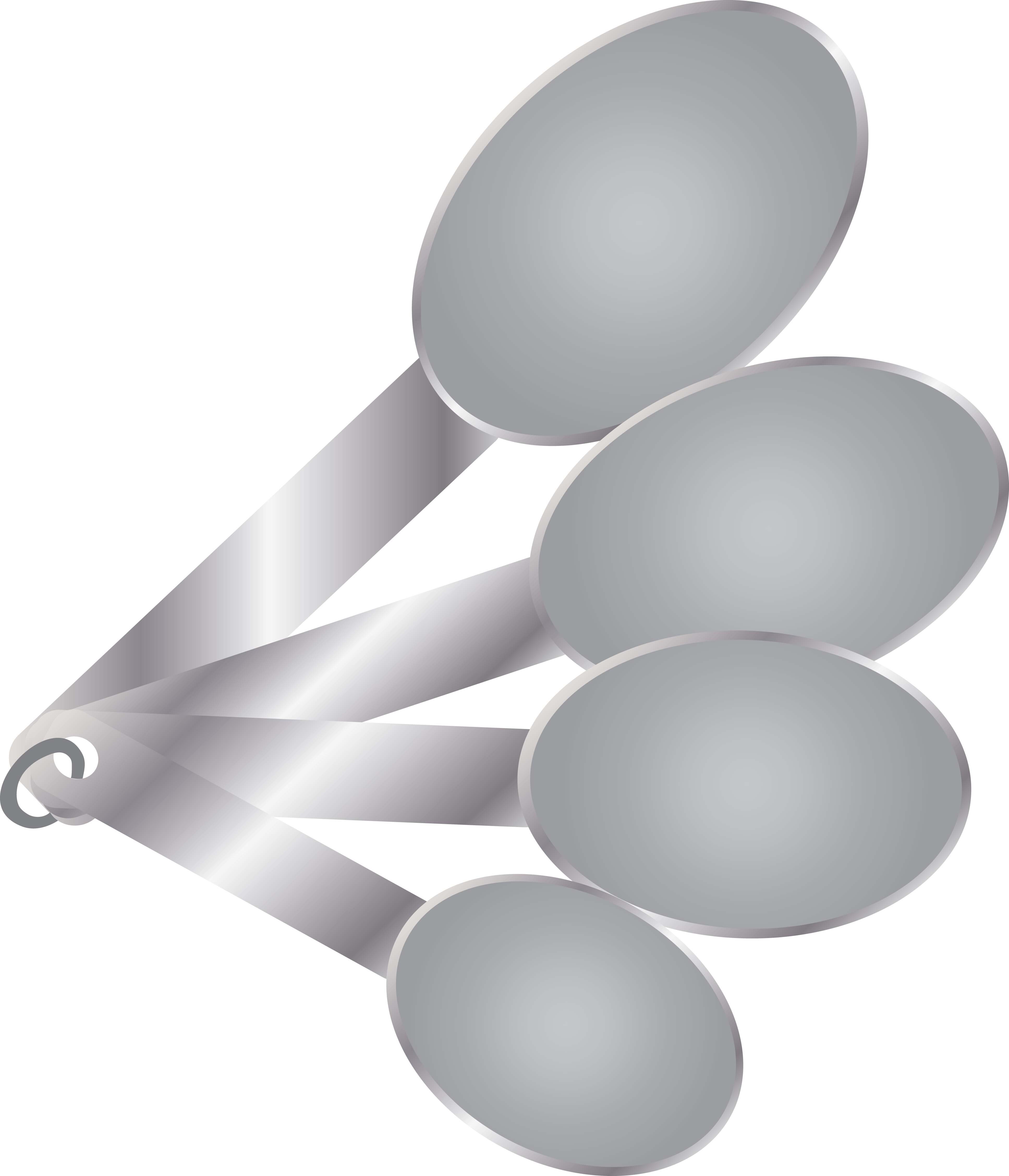 An image of five measuring spoons.