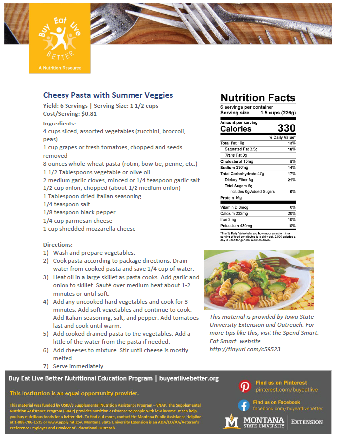 Cheesy Pasta and Summer Veggies