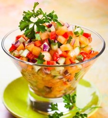 A dish of fruit salsa.