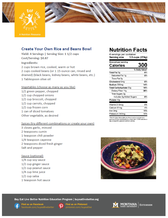 Create your own rice and beans bowl