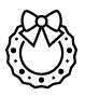 Black and white Christmas wreath with ribbon at top