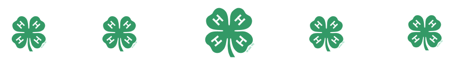 Five green 4-H clovers in a row