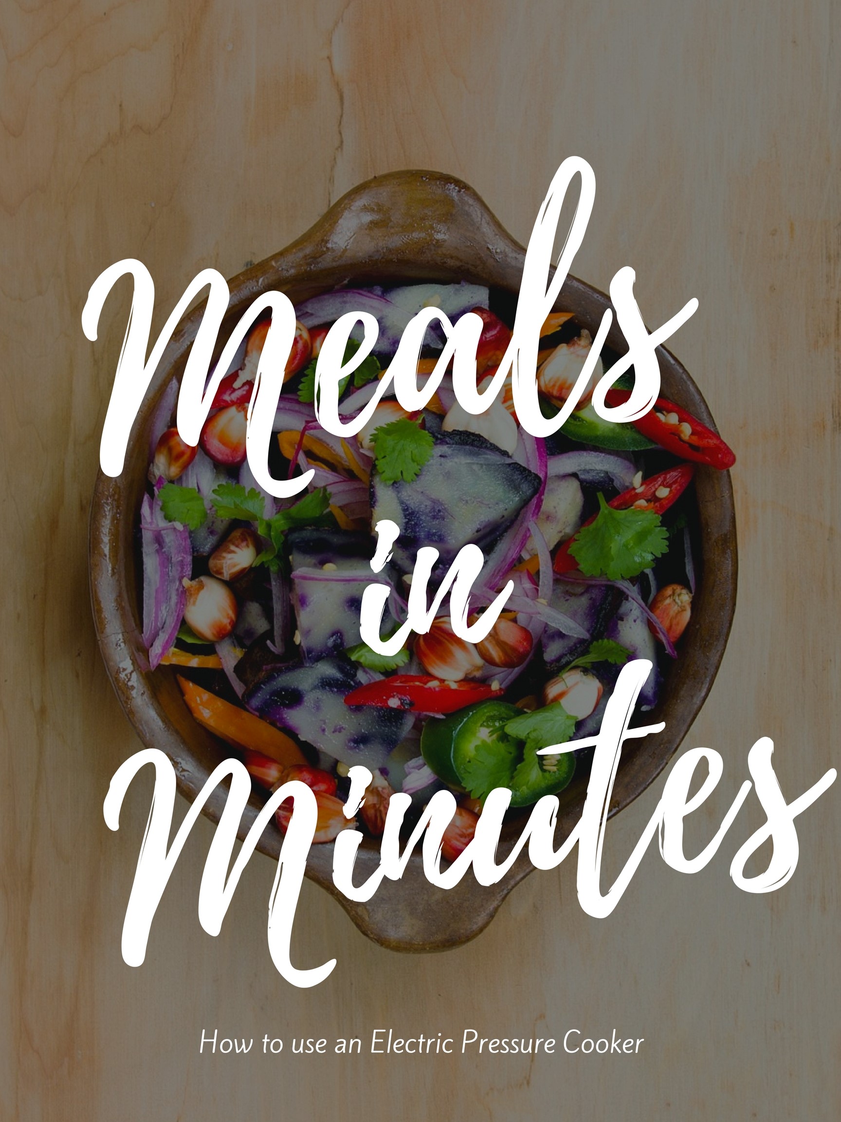 Meals in Minutes Cookbook Cover Meals in Minutes label over colorful bowl of food