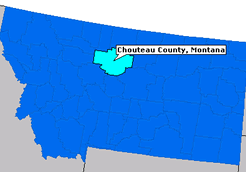 Map of Montana with Chouteau county