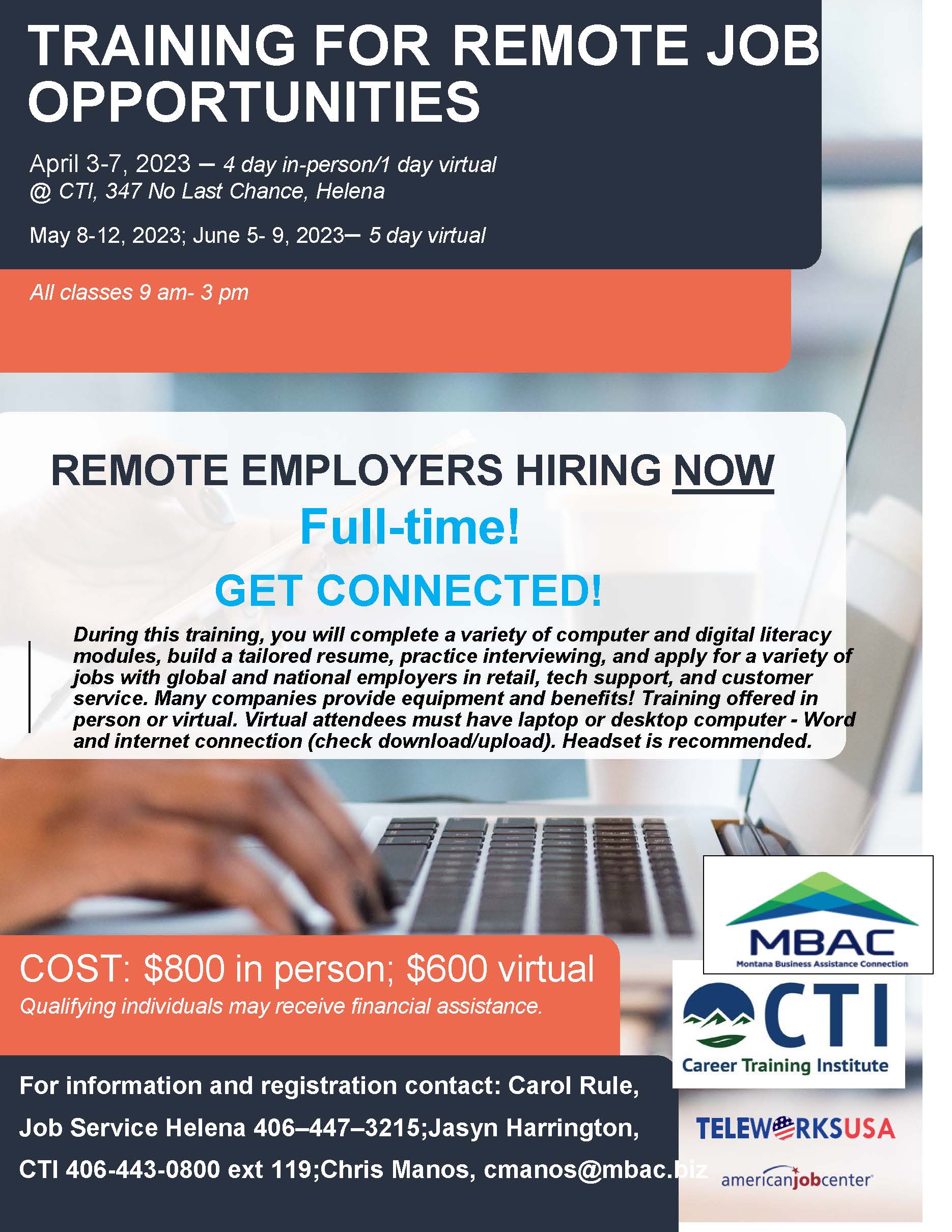 Training for Remote Job Opportunities flyer
