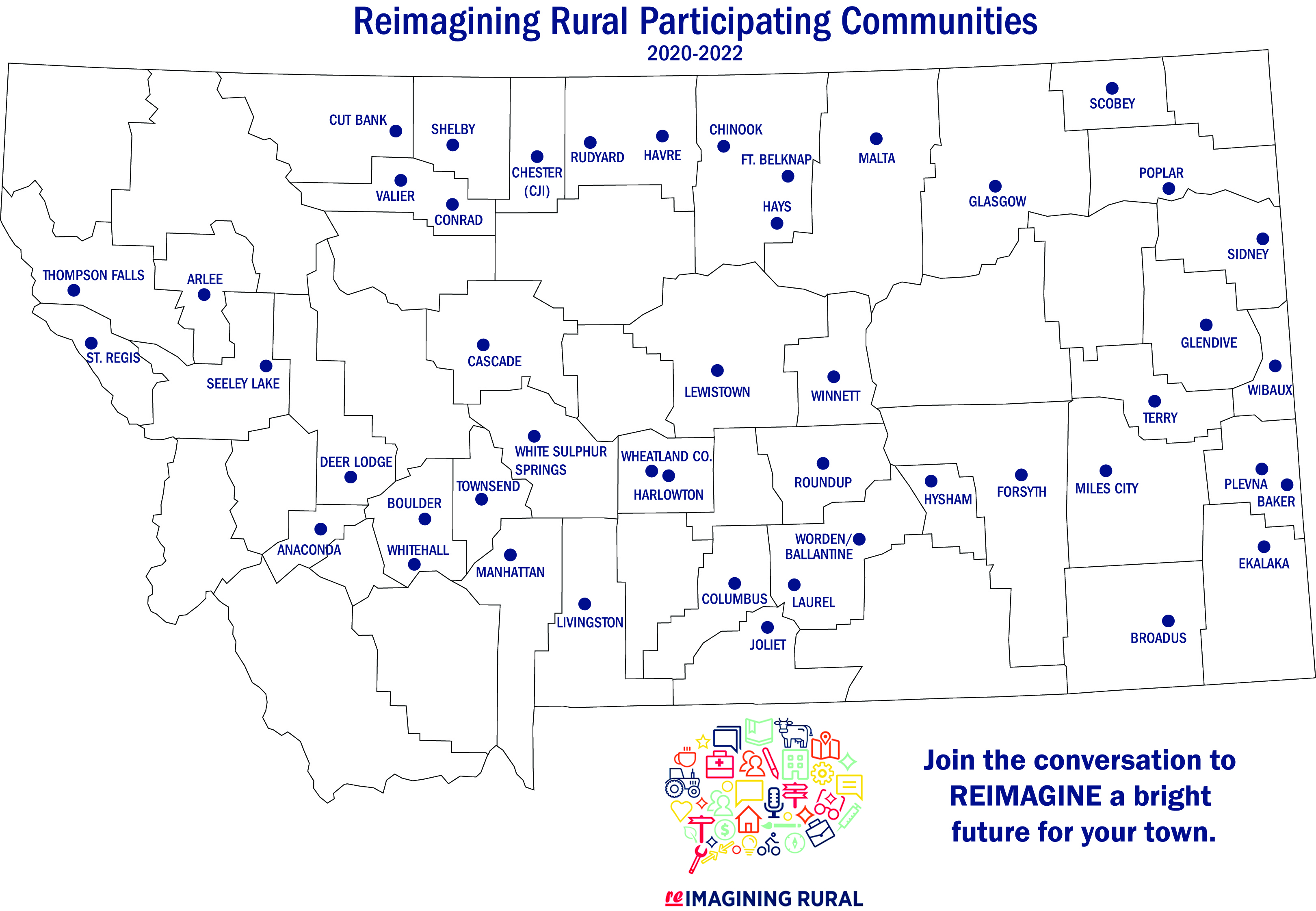 Reimagining Rural participating counties map