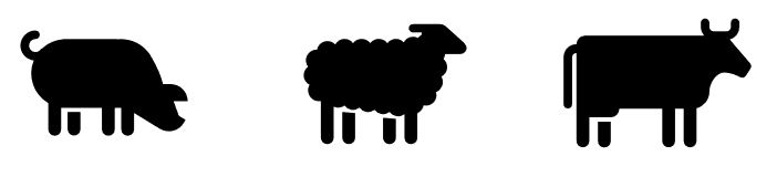 Solid Black picture of swine, sheep, and bovine
