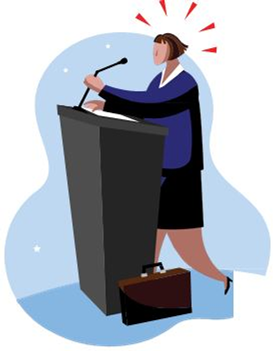 clip art of woman speaking from a podium