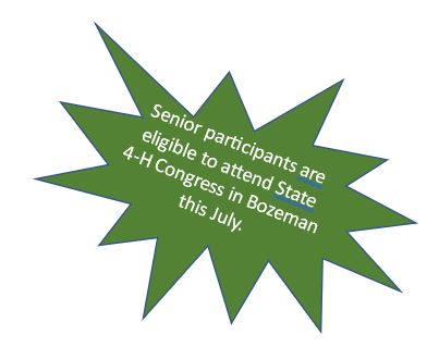 Green star with Senior participants are eligible to attend State 4-H Congress in Bozeman in July. inside