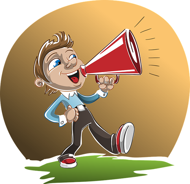 Attention Clip Art Man Speaking in a Loud Speaker