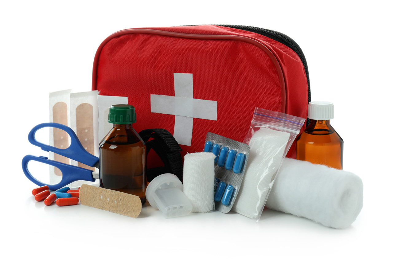 A first aid kit.